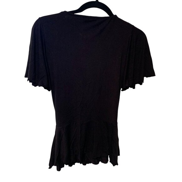 Johano Womens Size Large Flutter Short Sleeve Plunging VNeck Flared Hem Shirt To - Picture 3 of 3